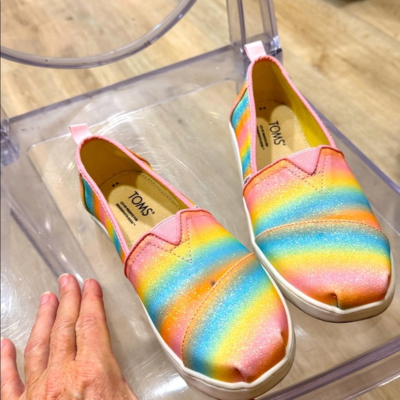 TOMS Kids Glitter Rainbow Slip-On Sneakers - Picture 1 of 5